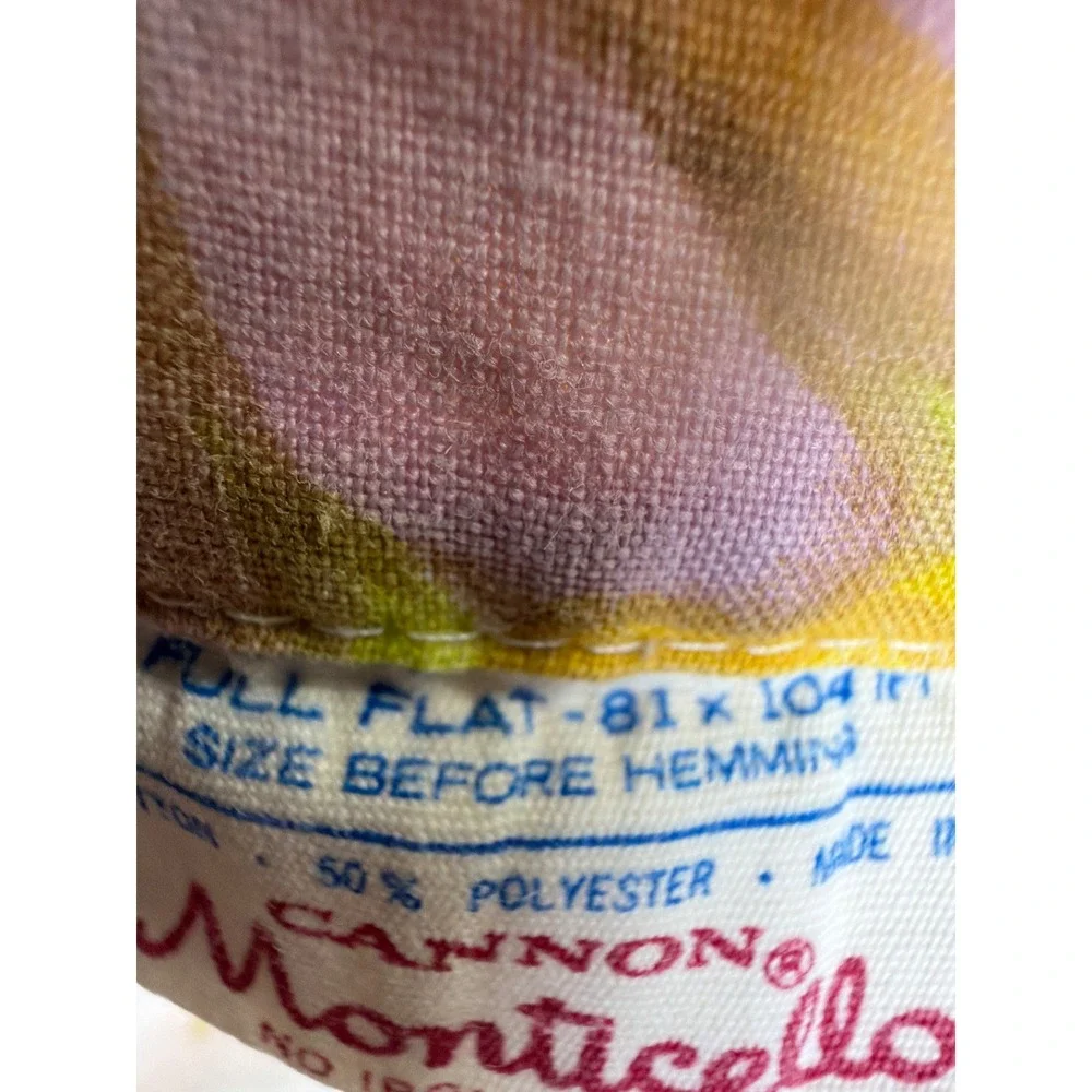 Vintage Cannon Monticello Full Sheet Set Yellow Floral Daisy 70s Retro Muslin